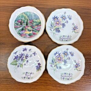 Regency Butchart‎ Gardens Fine Bone China Floral Plates 4.5" Lot of 4 Bone China